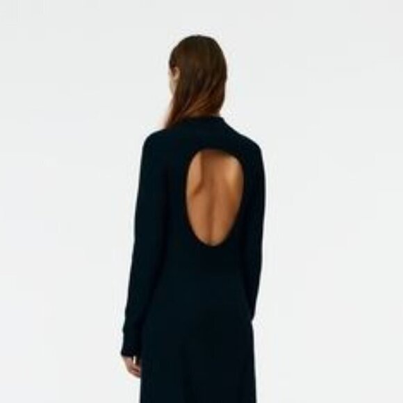 Zara Black Open Back Long Sleeve Shift Dress - Picture 1 of 9